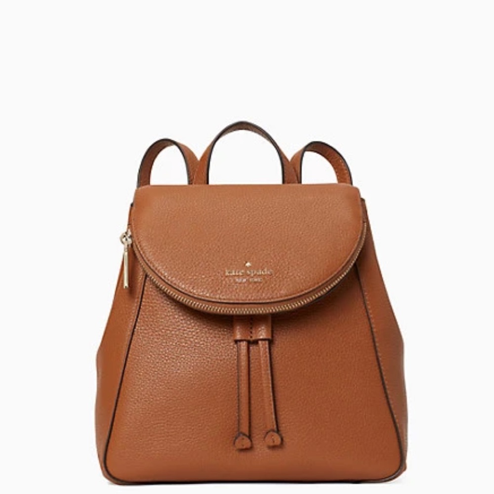 KATE SPADE NEW YORK LEILA LEATHER MEDIUM FLAP BACKPACK SHOULDER BAG PURSE $359
